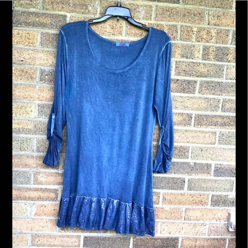 Tunic jersey Top with sequined Hem, one size